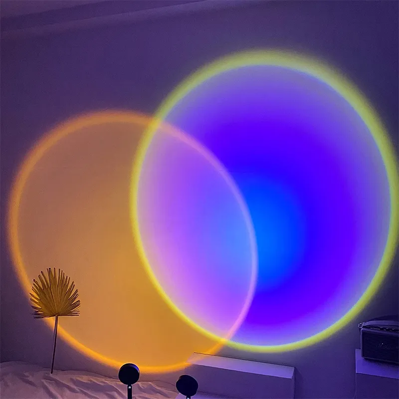 16 couleurs Sunset Projection Lampe Télécommande Atmosphère Projecteur Led  Night Light Pour Chambre Chambre Bar