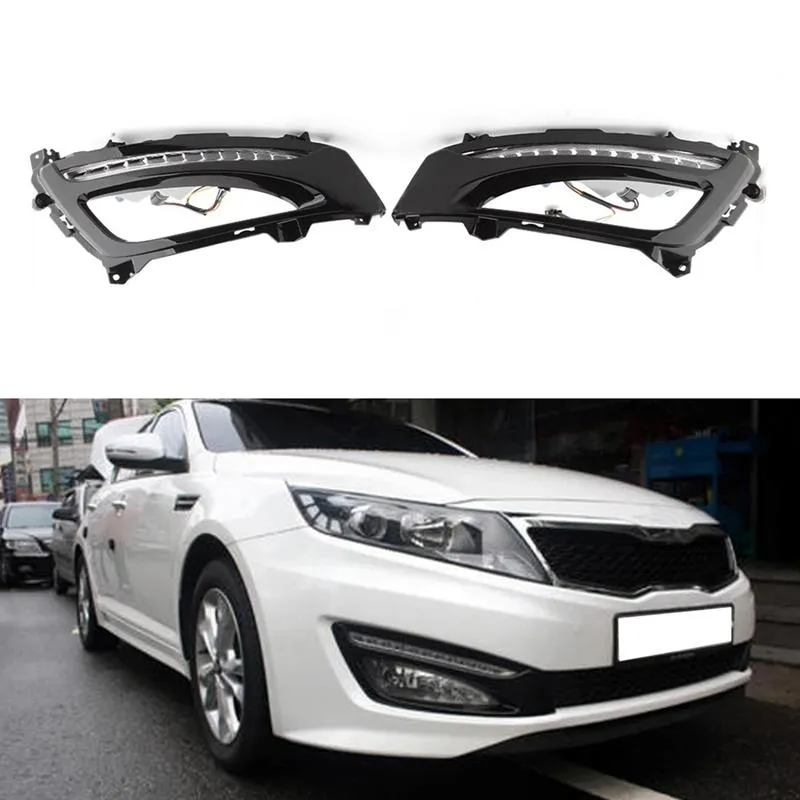 Working Light 2PCS Car Daytime Running Lights LED Headlights DRL Fog Lamps For Kia K5 2011-2014