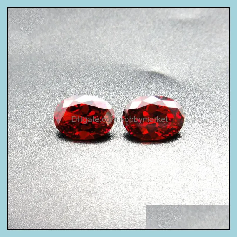 Garnet Red Color Stone 8 Sizes 2*3mm-4*6mm Oval Machine Cut Cubic Zirconia Synthetic Loose Gemstone Beads For Jewelry Making