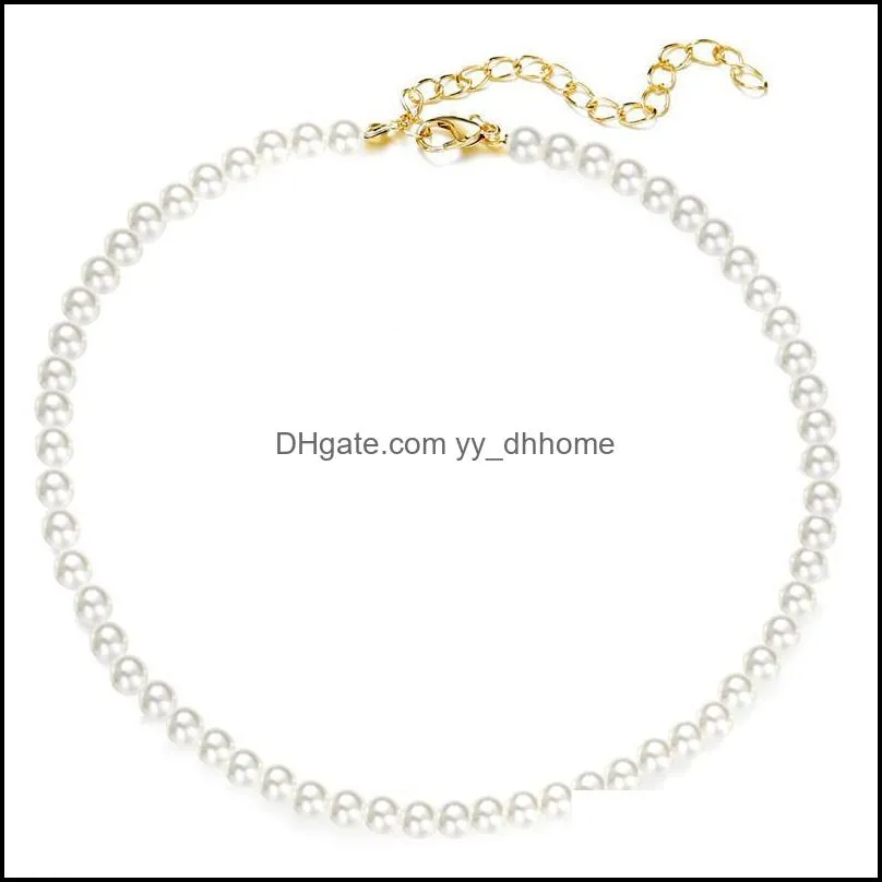 Chokers 2021 Elegant White Imitation Pearl Choker Necklace Big Round Wedding For Women Charm Fashion Jewelry Gift