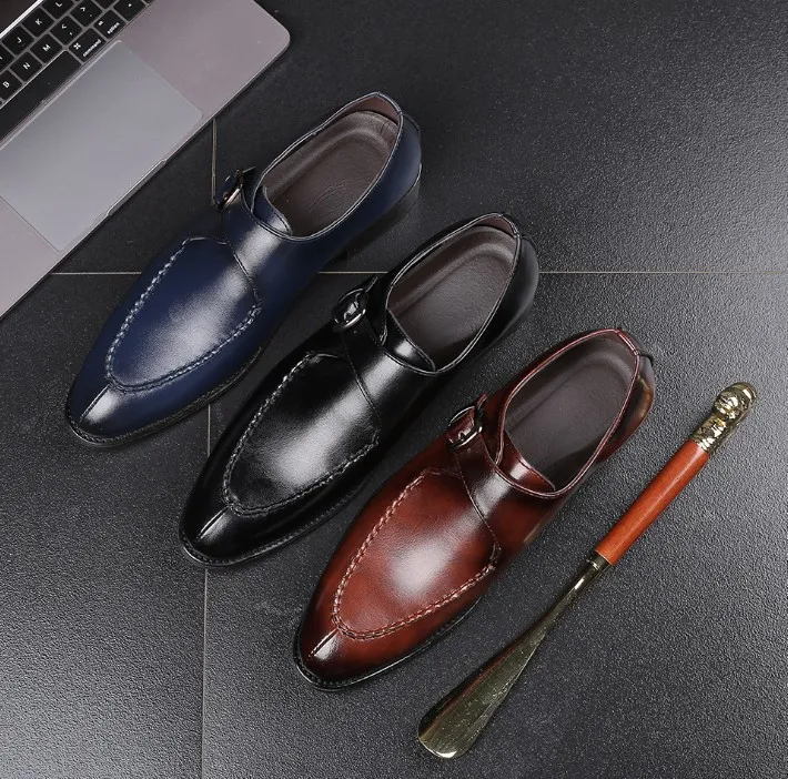 Classic Business Men's Dress Shoes Fashion Elegant Formell Bröllopslipning På Kontor Oxford Sko för Mens Black