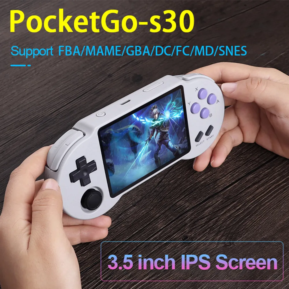 新しいPocketGo S30レトロハンドヘルドゲームコンソールサポート32G 64G 128GオープンソースゲームコンソールPSアーケード子供ゲームプレーヤー