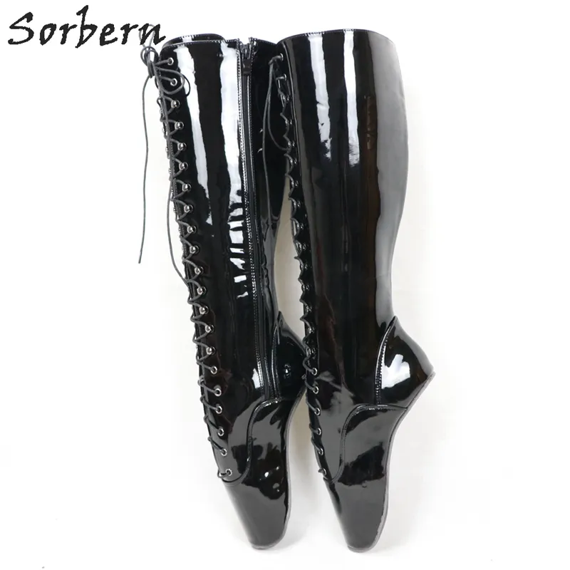 Sorbern Sexy Heelless Ballet Women Boots Knee High Lace Up Fetish Shoes Bdsm Custom Boot Shaft Width Length Plus Size 46 From Plus shoes store 190 DHgate.Com