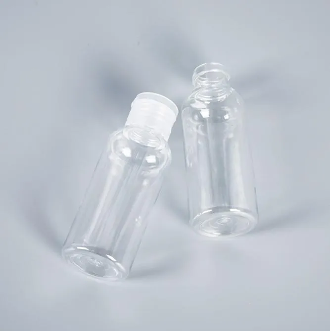 2021 Nya 50PC / Parti 50ml / 100ml Flip Lid Transparenta plastförpackningsflaskor Tätning Vätskevatten Emulsion Tom liten underpackningsflaska