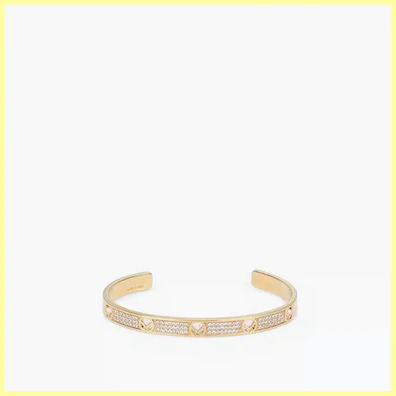 Accessori Bracciale rigido di design per uomo Donna Diamante pieno Lettere d'oro f Bracciali Regali Gioielli d'amore di lusso 21090902r