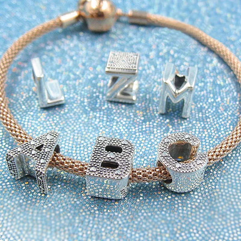 Fit Original Pandora Bracelets Charms 925 Silver Letter A Z 26