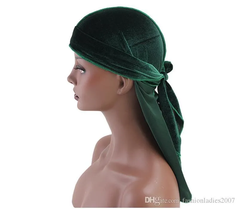 Luxury unisex Velvet Durags Bandana Turban Hat pirate caps Wigs Doo Durag Biker Headwear Headband Pirate Hat Hair Accessories C321