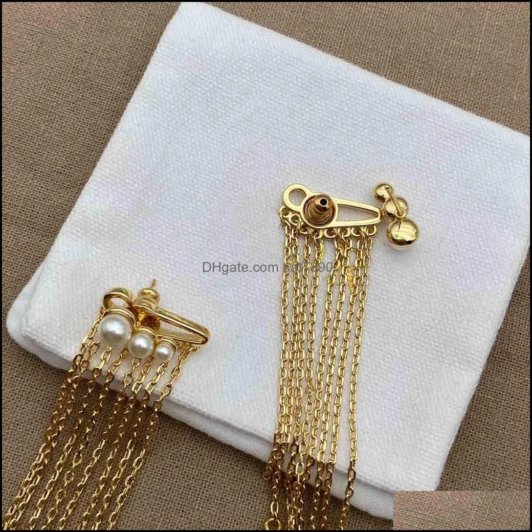 Long Stud Dangle Earrings for Women Fashion Pearl Tassel Drop Earring Vintage Gold Jewelry gift