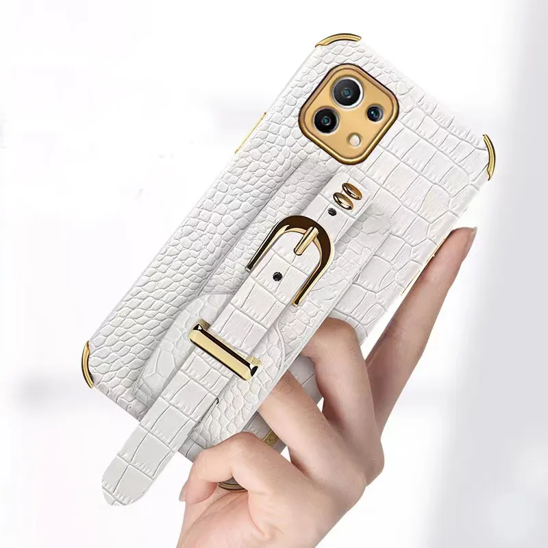 Luxury Leather Crocodile Texture Wallet Case With Wristband_voghion.com