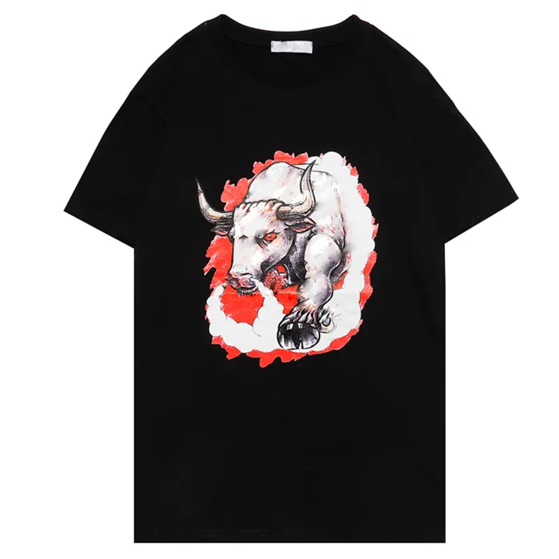 22SS 100% Pamuk 2021ss Alien T-shirt Erkek Rahat Tees Sığır Kısa Kollu Hip Hop Tops Tee Punk Baskı Mektup Köpek Yaz Kadın Kaykay Paris