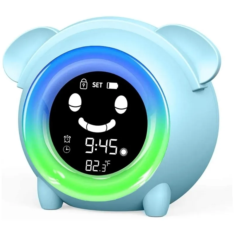 Zegar Dzieci Trener Sleep Colorful Light Alarm Z Temperatura Dekoracje świąteczne dla domu 210310