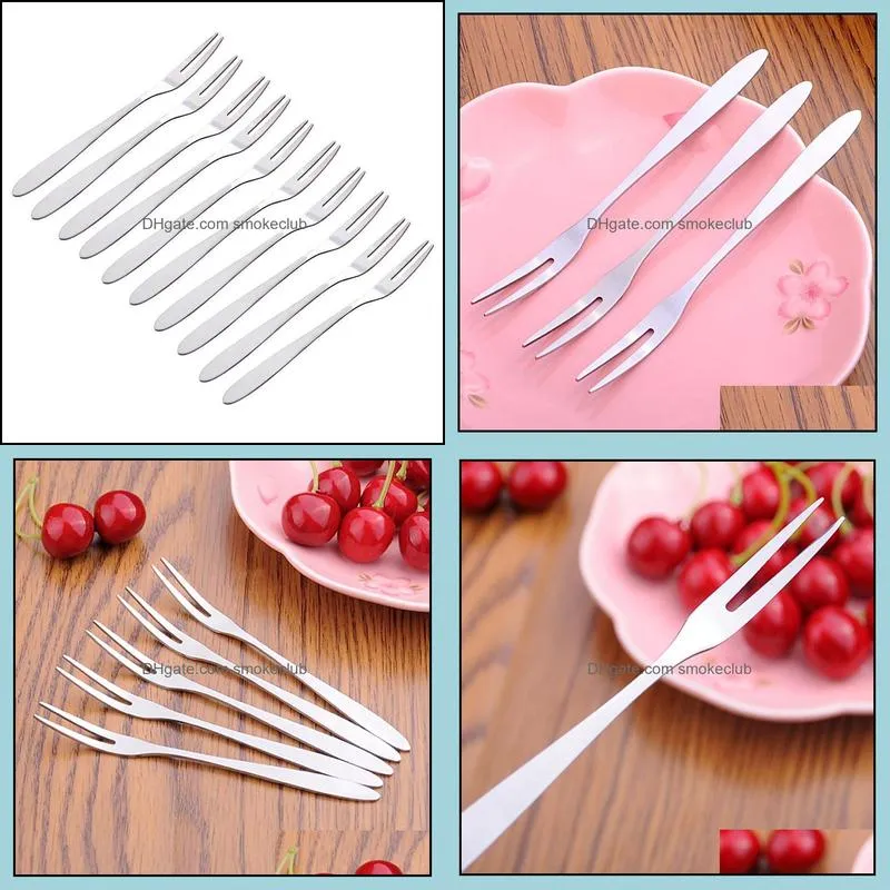 Stainless steel fruit forkfashion fruit signdessert moon cake cake small fork dessert knife and fork two tooth fruit fork