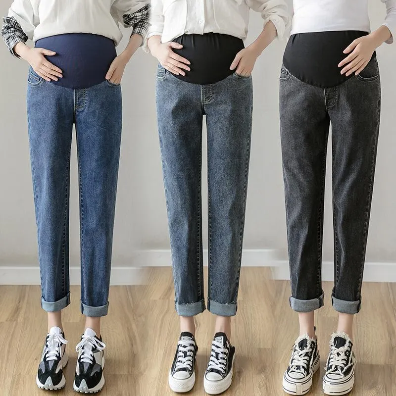 Pregnant Women's Medium Stretchy Jeans Spring/autumn Solid - Temu
