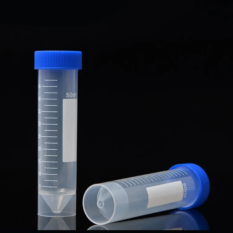 Tubo de ensayo centrífugo de fondo plano con tapa de rosca de plástico de 50ml con escala, tubos centrífugos independientes, accesorios de laboratorio