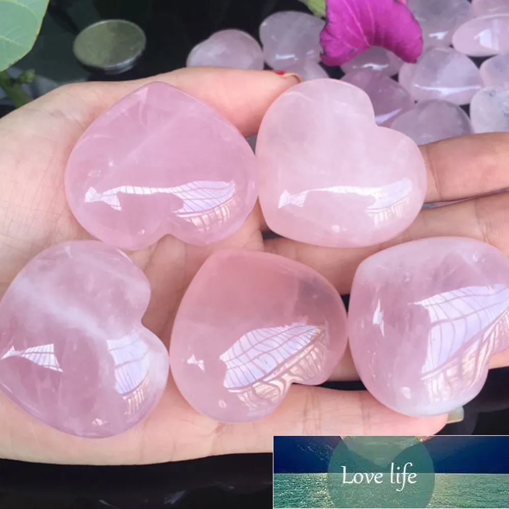Gemstones Natural Rose Quartz Crystals Love Puffy Heart Shaped Carved Stone Love Healing Crystal Gemstone Decor Gift HH
