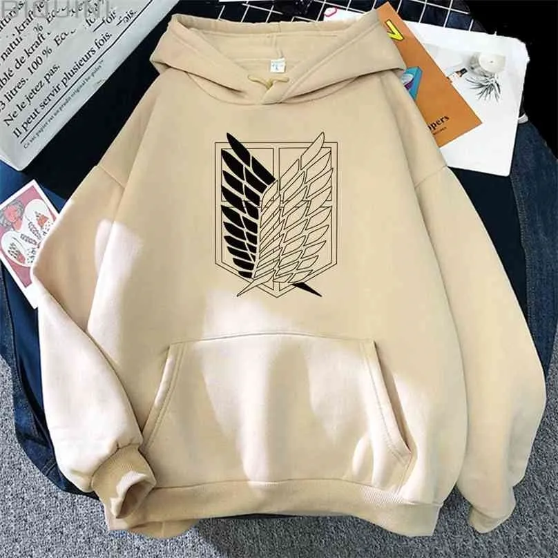 Ataque no Titan Hoodies Unisex Masculino Feminino Impressão Shingeki No Kyojin Anime Roupas Solta Casual Streetwears Link Estética Coreano 210803