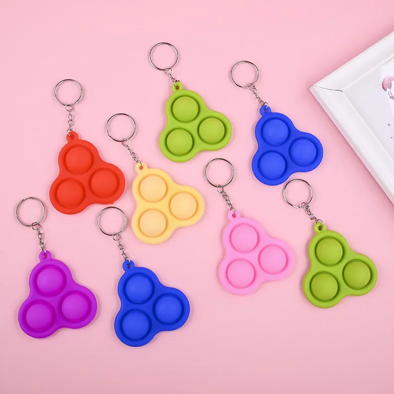 Party Favorit Anti-Stress Press Reliever Fidget Toy Spinner Push Simple Dimple Bubble Keychain Autism Sensory Leksaker för Vuxna Barn