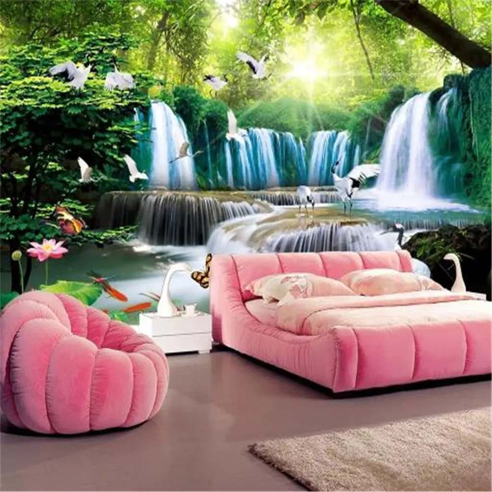 Carta Da Parati Del Paesaggio 3D Bellissimo Scenario Grande Cascata