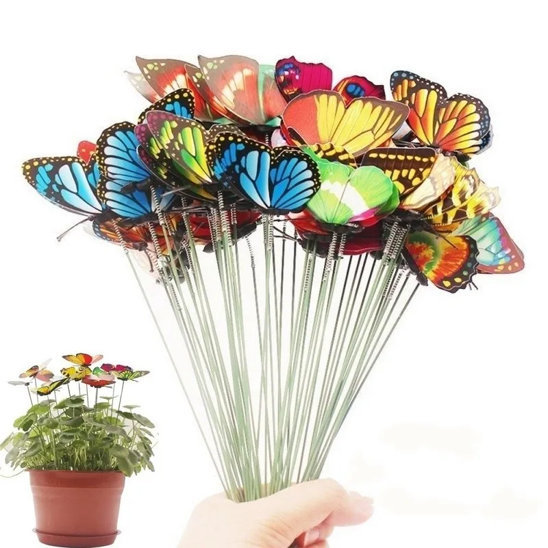 Butterflies Garden Yard Planter Garden Decorations Colorful Whimsical Butterfly Stakes Decoracion Outdoor Decor Flower Pots Decoration