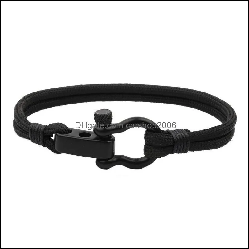 Link, Chain Outdoor Paracord Men Black Stainless Steel Shackle Rope Climbing Jewelry Heren Armband