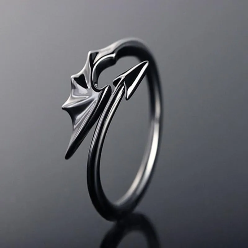 Cluster Ringen Punk Style Titanium Messing Koakuma Little Devil Dragon Gothic Evil Vampire Open Ring Party Sieraden Accessoires voor Mannen Gift