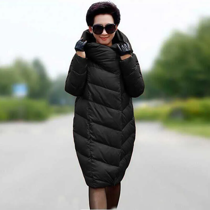 Büyük Yards Gevşek kadın Aşağı Ceket Siyah Kırmızı Kahverengi Lacivert Ürünleri Artı Boyutu Mont 211012