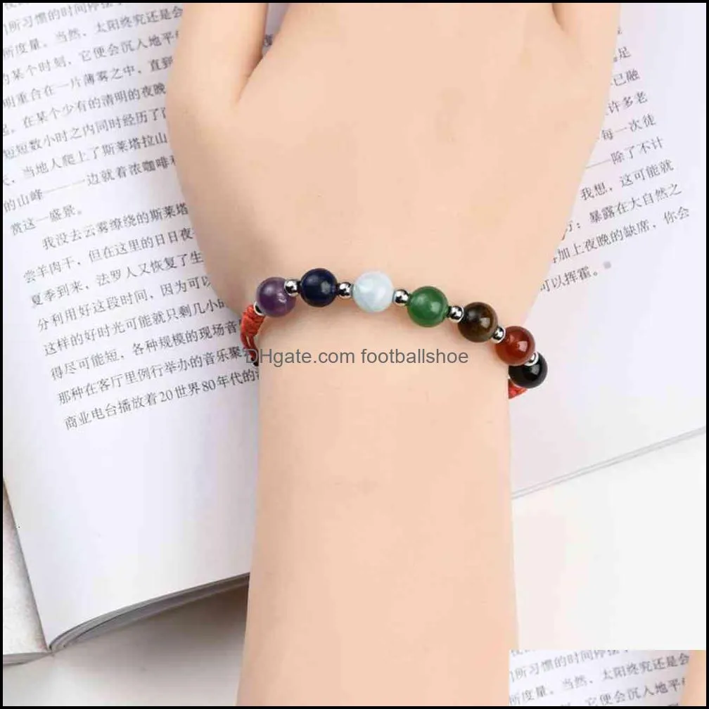 12PCS Natural 7 Chakra Stone Cuff Women Bracelets Romantic Vintage Bohomia Leather Crystal Yoga Bangles for Girls Silver Beads