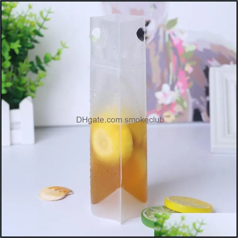 17oz Clear Drink Pouches Bags home handheld frosted Zipper Stand-up Drinking Bag Bottom Gusset