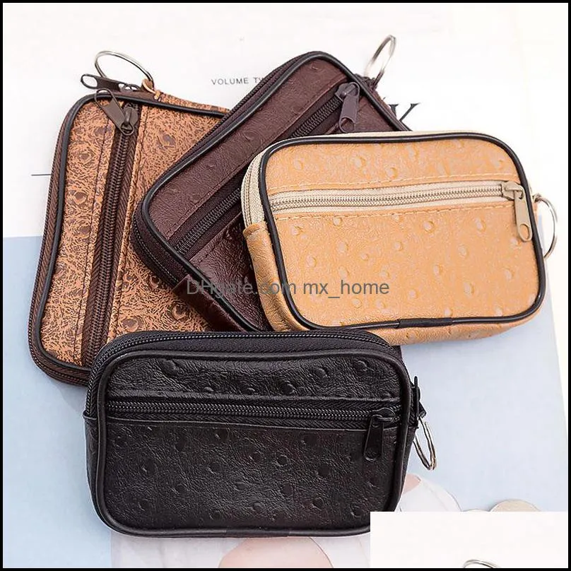 Housekee Organization Home & Garden Solid Color Wallet Paper Money Key Pocket Wallets Waterproof Leather Coin Storage Zipper Purse Men Casua