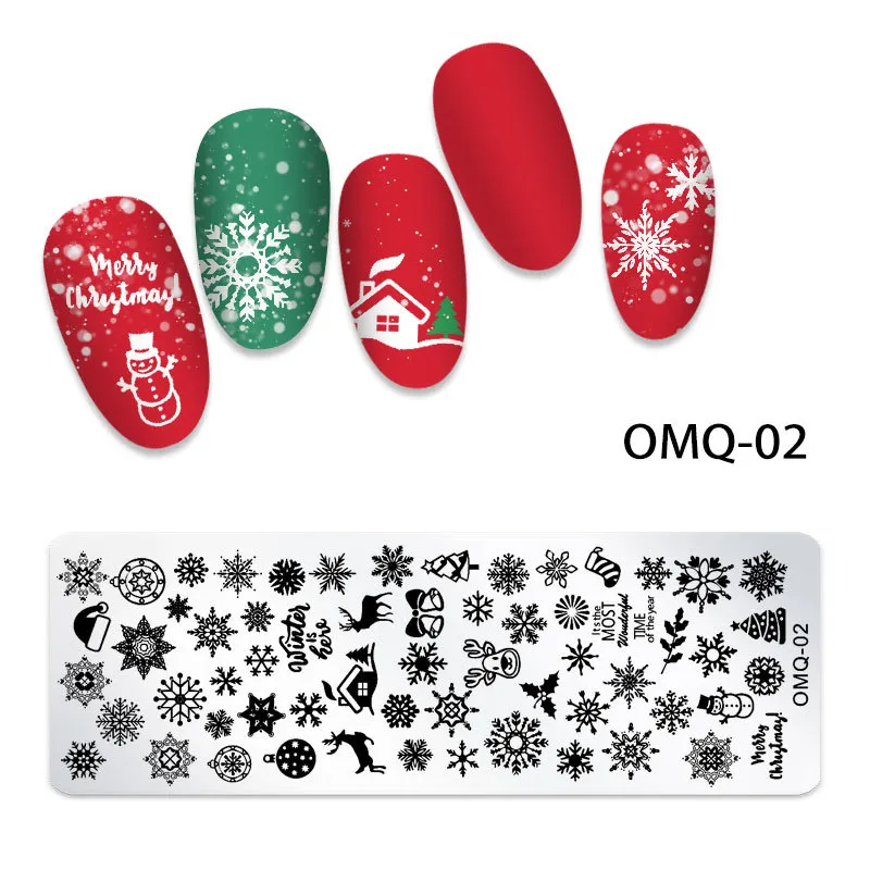 12*4 cm modèles de vernis à ongles estampage plaque pochoir sur ongles fleur neige noël série timbre pour manucure Design ensemble NAP003