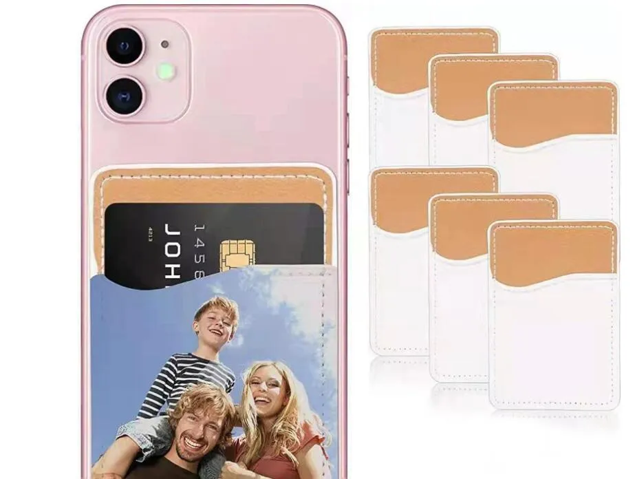 Sublimation PU porte-carte téléphone portable portefeuille maison pochette de carte de crédit avec film plastique transfert de chaleur pour universel WLL981