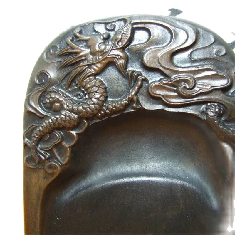 Pedra de tinta antiga chinesa Wa Shi com escultura requintada Dragon174a