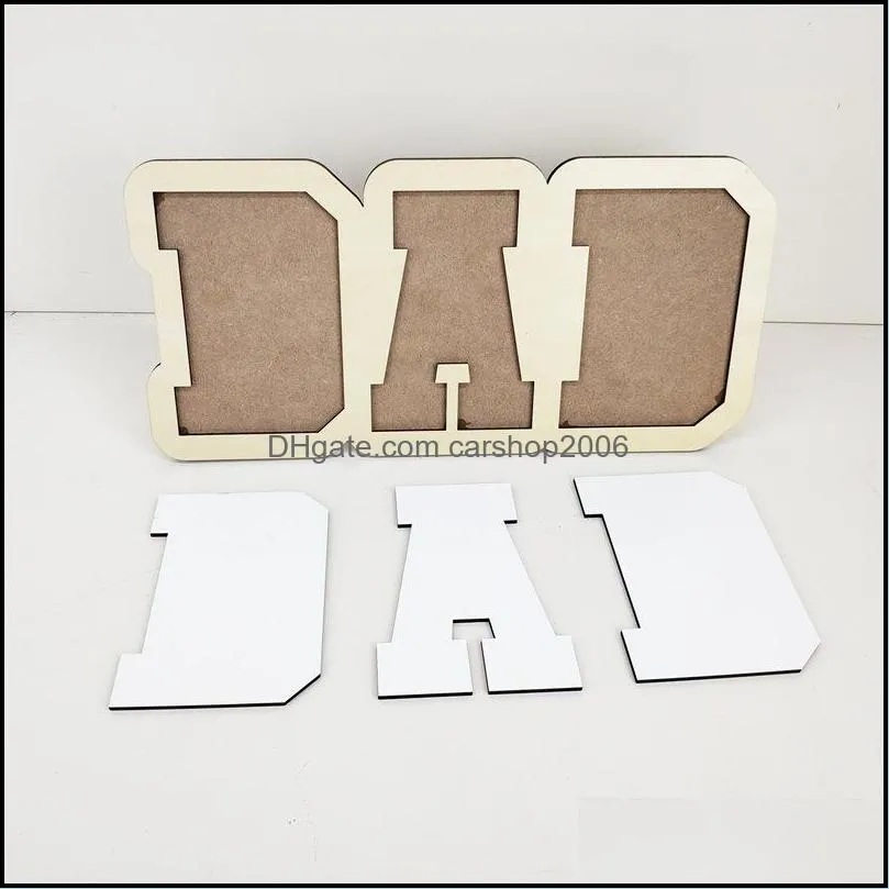 Sublimation Blank DAD Photo Frame Father`s Day Gift Heat Transfer MDF Album Creative DIY Crafts Birthday Gifts Supplies HWB7803