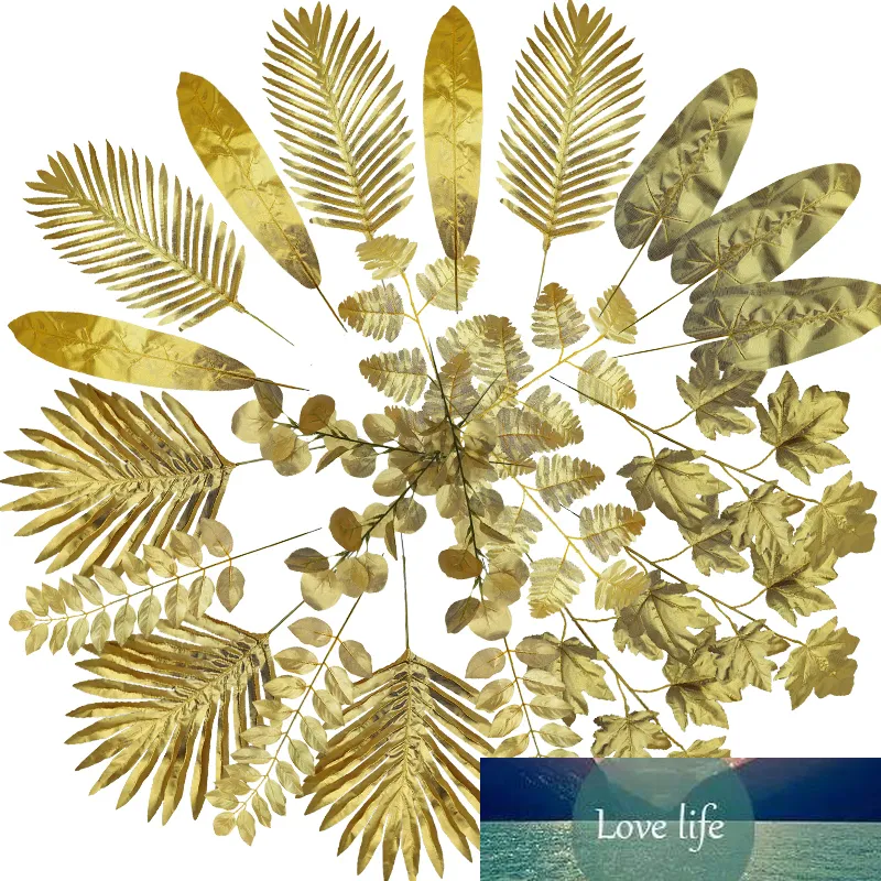 5 золотых домашних садов поддельных листьев декор шелк искусственное растение тропические пальмы листья свадебные события вечеринка украшения