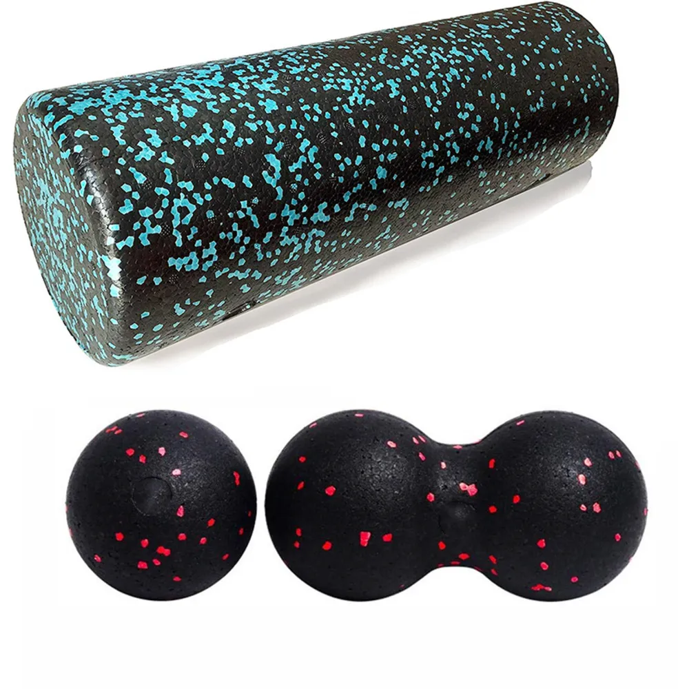 (Ship nu EPP Foam + Massage Set Fitness Mobility Ball Yoga Roller för Back / Neck / Foot Physical Therapy Smärtlindring C0224