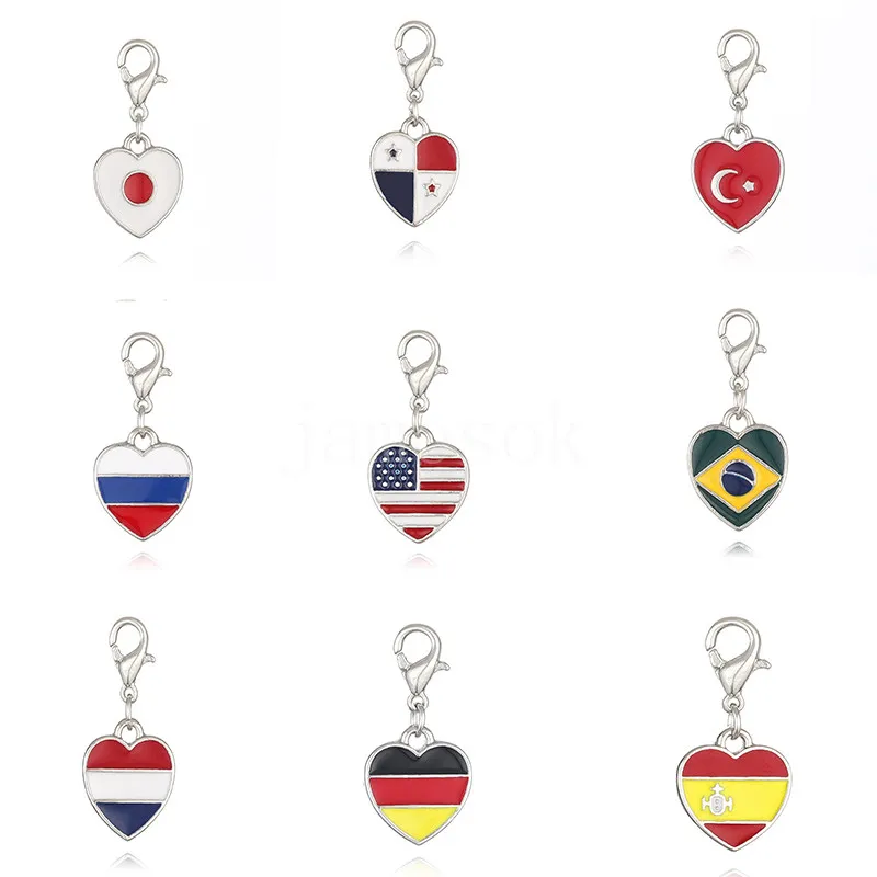 13 länder flagga nyckelring diy legering hjärta nyckelringar gåva gynnar bil utrikesfrågor gåvor nationellt självständighet dag flaggor nyckel chai dd059