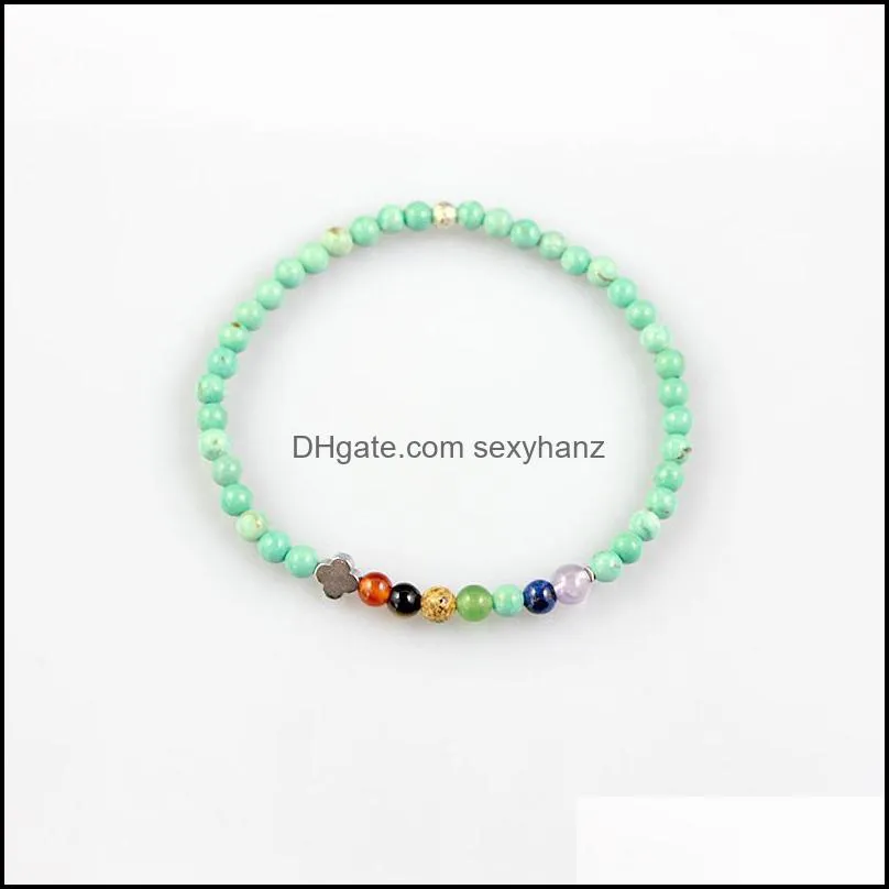 Est 7 Chakra Bracelet Green Natural Stone Healing Yoga Jewelry For Women And Men Gift Beaded, Strands