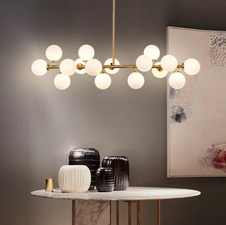 Lampadario a led molecolare con sfera di vetro Lampada moderna e minimalista per sala da pranzo Illuminazione per studio soggiorno camera da letto creativa nordica