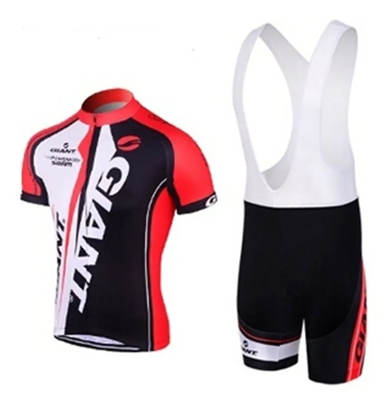 Andningsbar Svart Giant Bike Team Cykling Jersey Kortärmad kostym Cykling Kläder MTB Ridning Kläder Ropa Ciclismo Bib Shorts