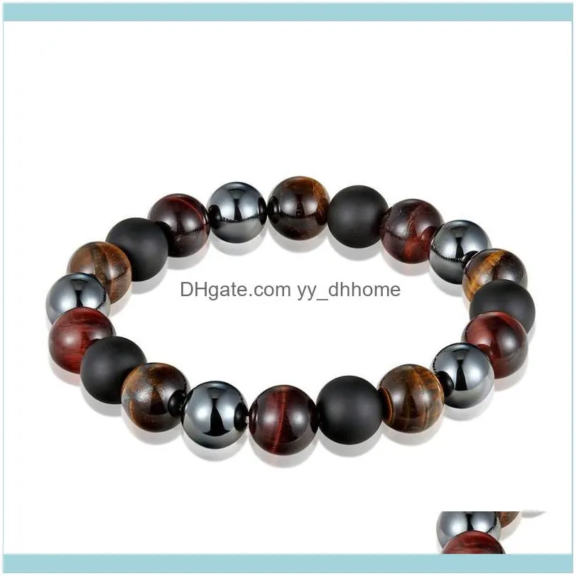 Link, Chain 2021 Fashion Tiger Eye Hematite Black Obsidian 10mm Stone Bracelet Men`s Women Summer Exquisite Gift Pulseira