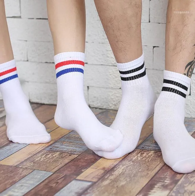 Erkek Çorap erkek Toptan-Klasik Uzun Iki Çizgili Eski Okulu Yüksek Kaliteli Pamuk Kadın Erkek Paten 210061