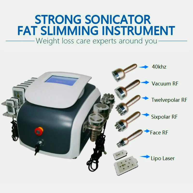 Professional 7 In 1 Multi-Function 40K Cavitation Vacuum Multi-Polar Rf 3Mhz Ultrasonic Bio Hot Cold Hammer Slimming Machine