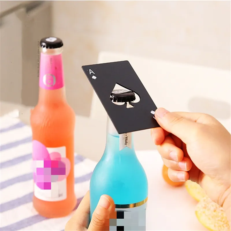 Spade A Credit Card Bottle Opener Creative Playing Card Bottle Opener Stainless Steel Household Tools Beer Opener T500807