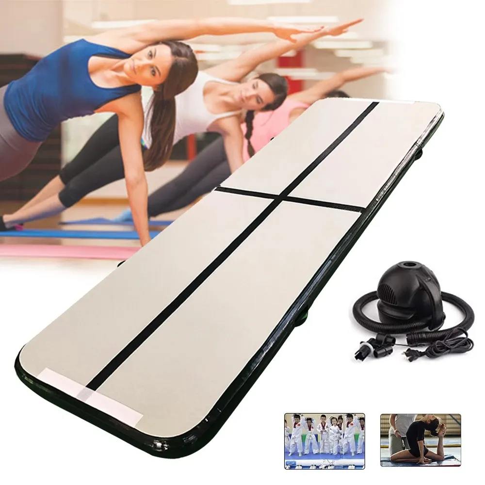 Livraison rapide Yoga Gym Mat Floor Gymnastics Training Mattress 3M * 1M * 0.1M Avec Pompe Électronique Outdroor Sport Tumbling Track Usine Vente Directe