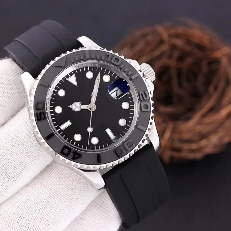 Box Mens 시계와 함께 41mm 기계식 자동 시계 세라믹 베젤 사파이어 스포츠 시계 글라이드 버클 2813 Movement H Wristwatch