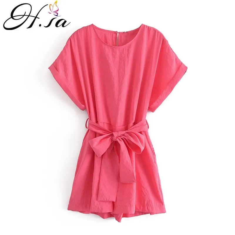 Hsa robes pour femmes fête Femme Robe ceintures col rond Boho sans manches robe de plage robe d'été Sukienki chemise Mini Vestidos 210716