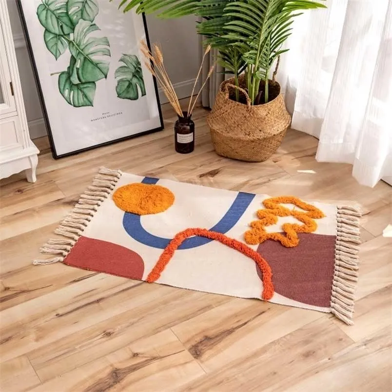 Tassel Carpets For Bedroom Morocco Door Mat For Living Room Rug Outdoor Braided Floor Rugs For Bathroom Foot Pad Home Decor 211204