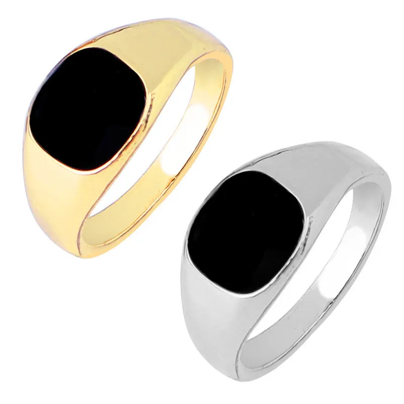 Fashion Men Cluster Rings Black Enamel Punk South American Women Couples Ring Alloy 18K Gold Silver Plated Size 7-12 Jewelry Party For Boyfriend Gift