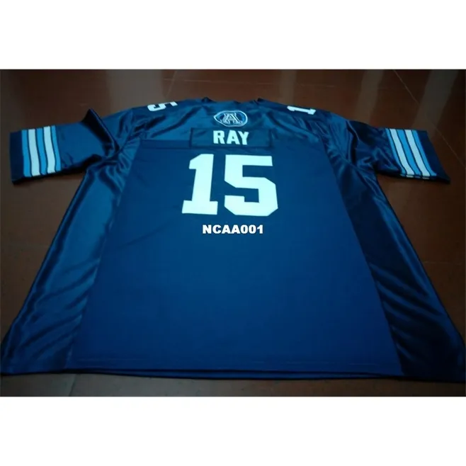 Tanie 001 Toronto Argonauts Ricky Ray # 15 Blue College Jersey Rozmiar S-4XL lub niestandardowa Jersey Number