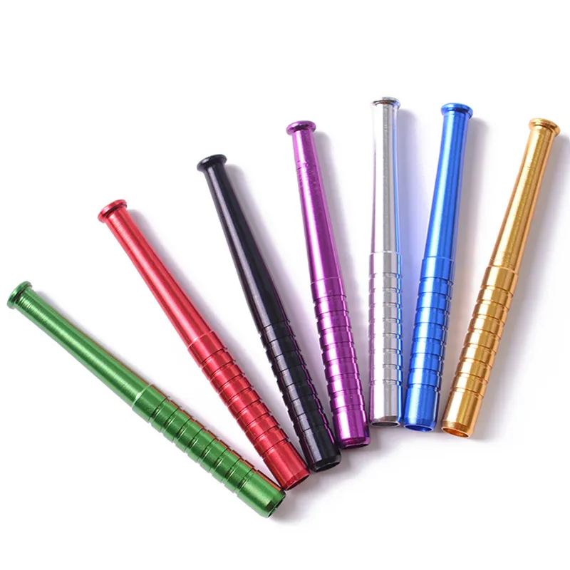 Bat Shape Metal One Hitter pipe 78mm/58mm Portable MultiColor Sniffer Snuff Snorter Tube Straw Nasal Small Mini Smoking Pipe